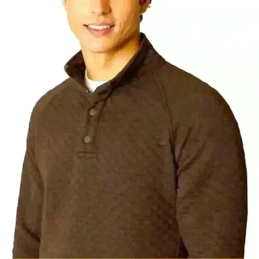 Eddie Bauer Brown Quarter Button Sweatshirt